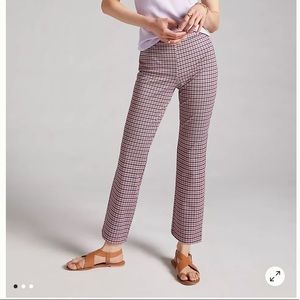 Anthropologie Red and White Checkered Straight Leg Pants